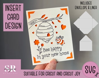 SVG: New home insert card. Cricut Joy friendly. Draw and cut card design. Envelope template included. Cricut Joy new home card SVG