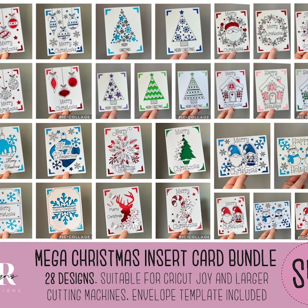 SVG: Mega paquete de tarjetas de inserción navideña. Navidad svg. Tarjeta de Navidad svg. Cortando papel. Paquete svg de tarjetas de Navidad. SVG 3D.