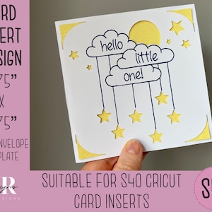 SVG : Nouvelle carte d’insertion pour bébé. Carte d'insertion Cricut S40. Carte de douche de bébé svg. Carte bébé carrée. Nouveau modèle et enveloppe de carte de bébé.