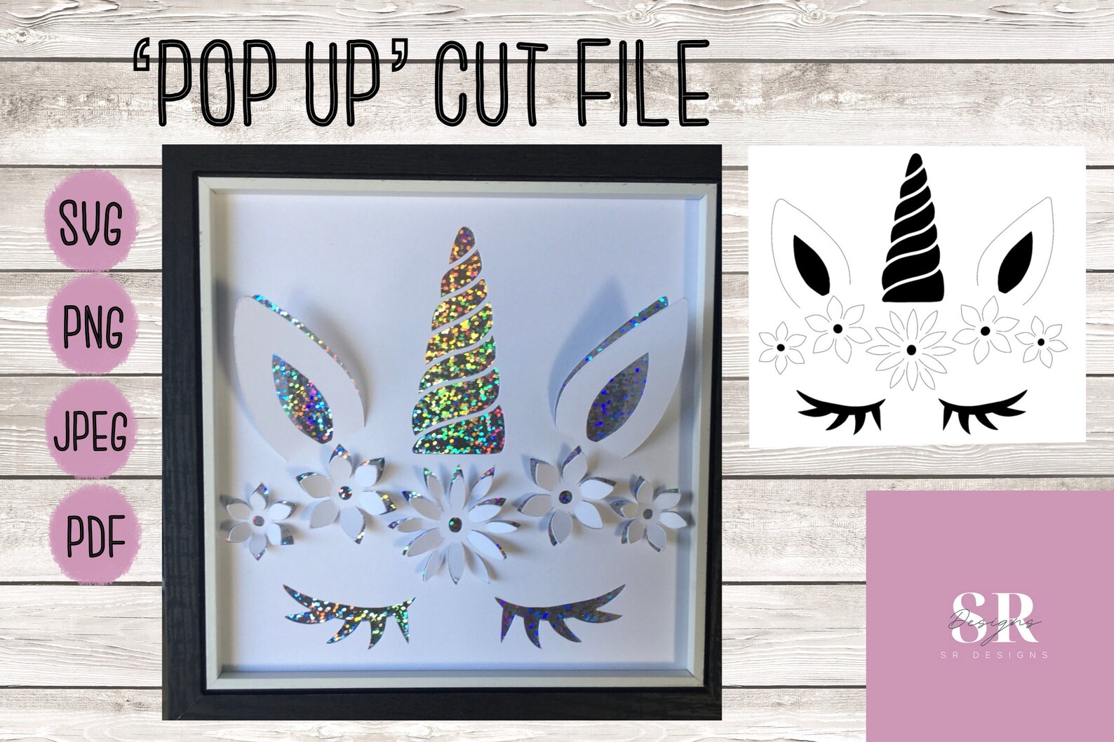 Download SVG: pop up/ 3D Floral Unicorn. Unicorn svg. 3d unicorn. Pop | Etsy
