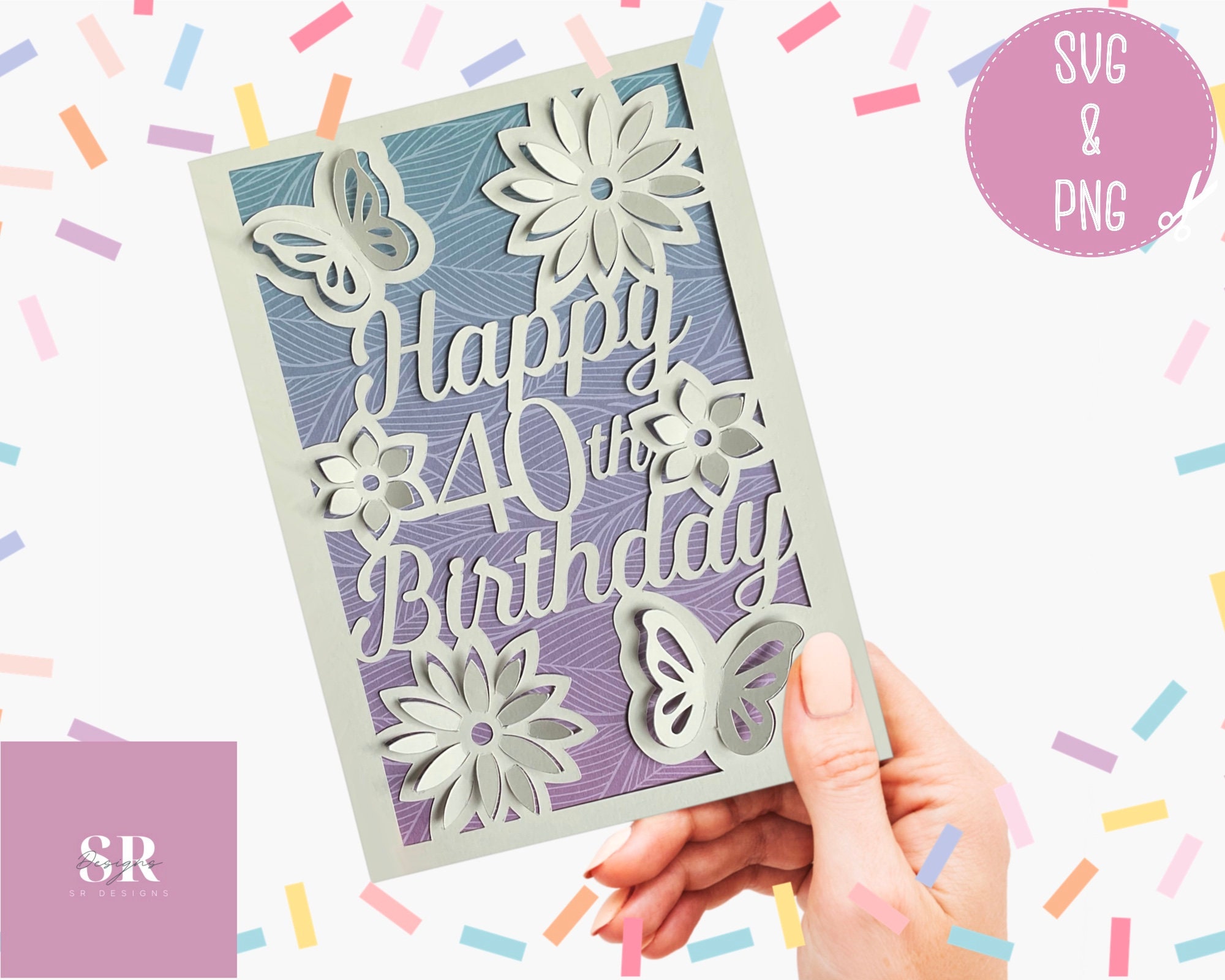 SVG: ‘pop Up’/ 3D Happy 40th Birthday Card. Birthday Card Svg. Pop up ...