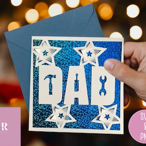SVG: 3D / carte de papa « pop-up ». Papa. Carte de fête des pères svg. Fête des pères. Carte d’anniversaire de papa. Papa svg. Carte pop-up. Pop up stars. SVG/PNG