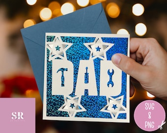 SVG: 3D/ ‘pop up’ Dad card. Daddy. Father’s Day card svg. Father’s Day. Dad birthday card. Dad svg. Pop up card. Pop up stars. SVG/PNG