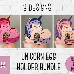 Unicorn Egg holder bundle. Egg holder svg. Unicorn Easter egg holder. Creme Egg holder svg.