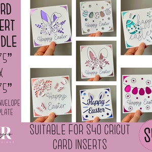 SVG: Easter insert card bundle. 7 designs. Cricut S40 insert card. Easter card svg. Easter card template and envelope.