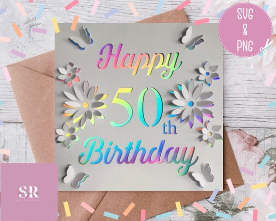 Handgefertigte Pop-Up-Karte Zum 50. Geburtstag – 3D-Effekt Mit "50", Ballons & Geschenken, Personalisierbar