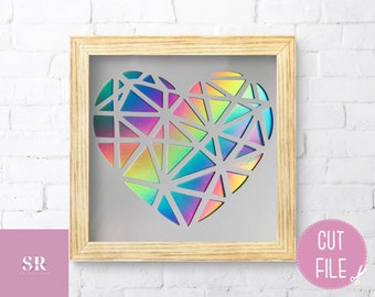 SVG: Geometric Heart. Paper cutting. Heart cut file. Heart SVG. Geometric heart. Heart card template. SVG. Png.