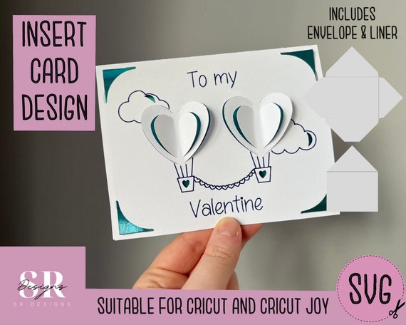 SVG: Valentines Day Insert Card. Cricut Joy Friendly. Draw and Cut Card  Design. Envelope Template Included. Cricut Joy Valentines Card SVG 