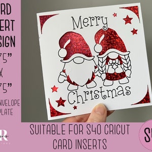 SVG: Cartão de inserção de Natal do Gnome. Cartão de inserção Cricut S40. Cartão de Natal SVG. Modelo de cartão de Natal e envelope. Cartão Gonk svg.