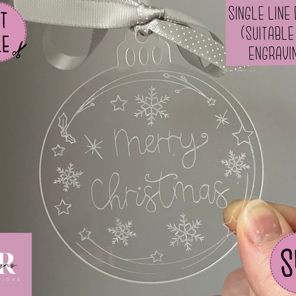 SVG: Engraved Christmas bauble svg. Christmas engraving svg. Bauble svg. Merry Christmas bauble svg. Bauble design. Engraved bauble design