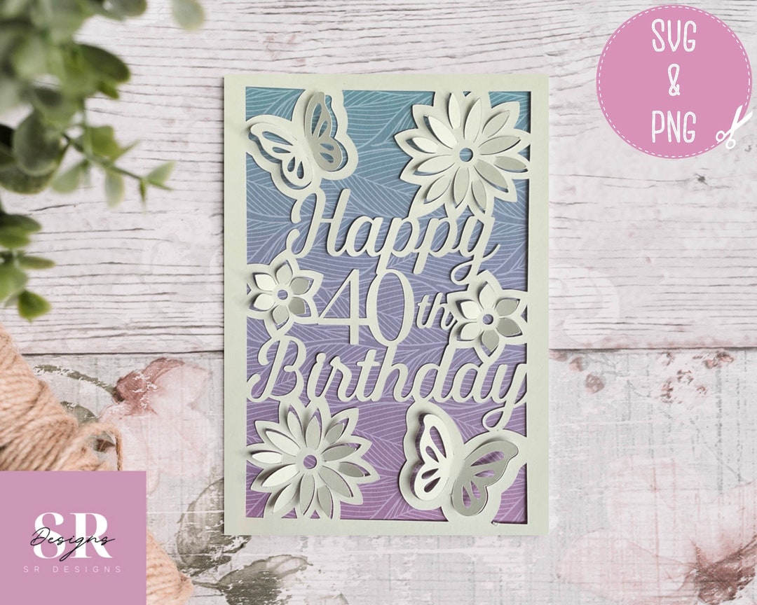 SVG: ‘pop Up’/ 3D Happy 40th Birthday Card. Birthday Card Svg. Pop up ...