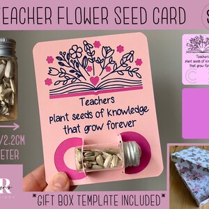 SVG: Cartão de sementes de flores do professor. Cricut Joy amigável. Presente de agradecimento ao professor. Pacote porta-sementes. Cartão de professor svg. Cartão de sementes svg.