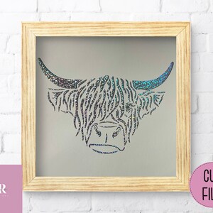 SVG: Highland cow. Highland cow card cut file. Highland cow svg. Vinyl highland cow. image 5