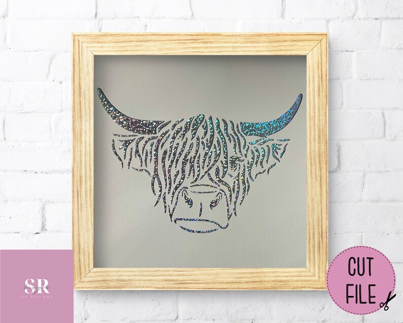 SVG: Highland cow. Highland cow card cut file. Highland cow svg. Vinyl highland cow. image 5