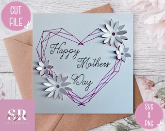 SVG: 3D/ ‘pop up’ Mother’s Day card. Happy Mother’s Day. 3D Mother’s Day svg.  Pop up card. Pop up flowers. Cut and draw card design.SVG/PNG