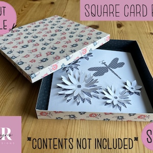 SVG: Modèle de boîte de carte carrée mince. Convient pour les cartes pop-up carrées. Boîte à cartes svg. Boîte à cartes pop-up svg. Modèle de boîte mince.