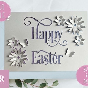 SVG: Carte de Pâques florale 3D. Carte de Pâques pop-up. Joyeuses Pâques. Carte de Pâques SVG