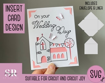 SVG: Wedding insert card. Cricut Joy friendly. Draw and cut card design. Envelope template included. Cricut Joy Wedding card SVG