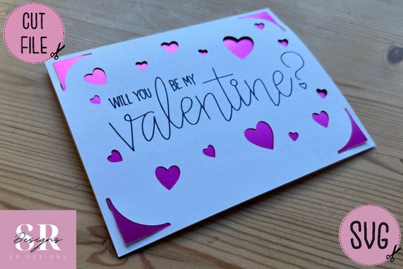 SVG: Valentines Day Insert Card. Cricut Joy Friendly. Draw 