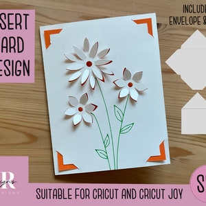 SVG: Bloem insteekkaart. Cricut Joy-vriendelijk. Teken en knip het kaartontwerp. Envelopsjabloon inbegrepen. Cricut Joy wenskaart SVG