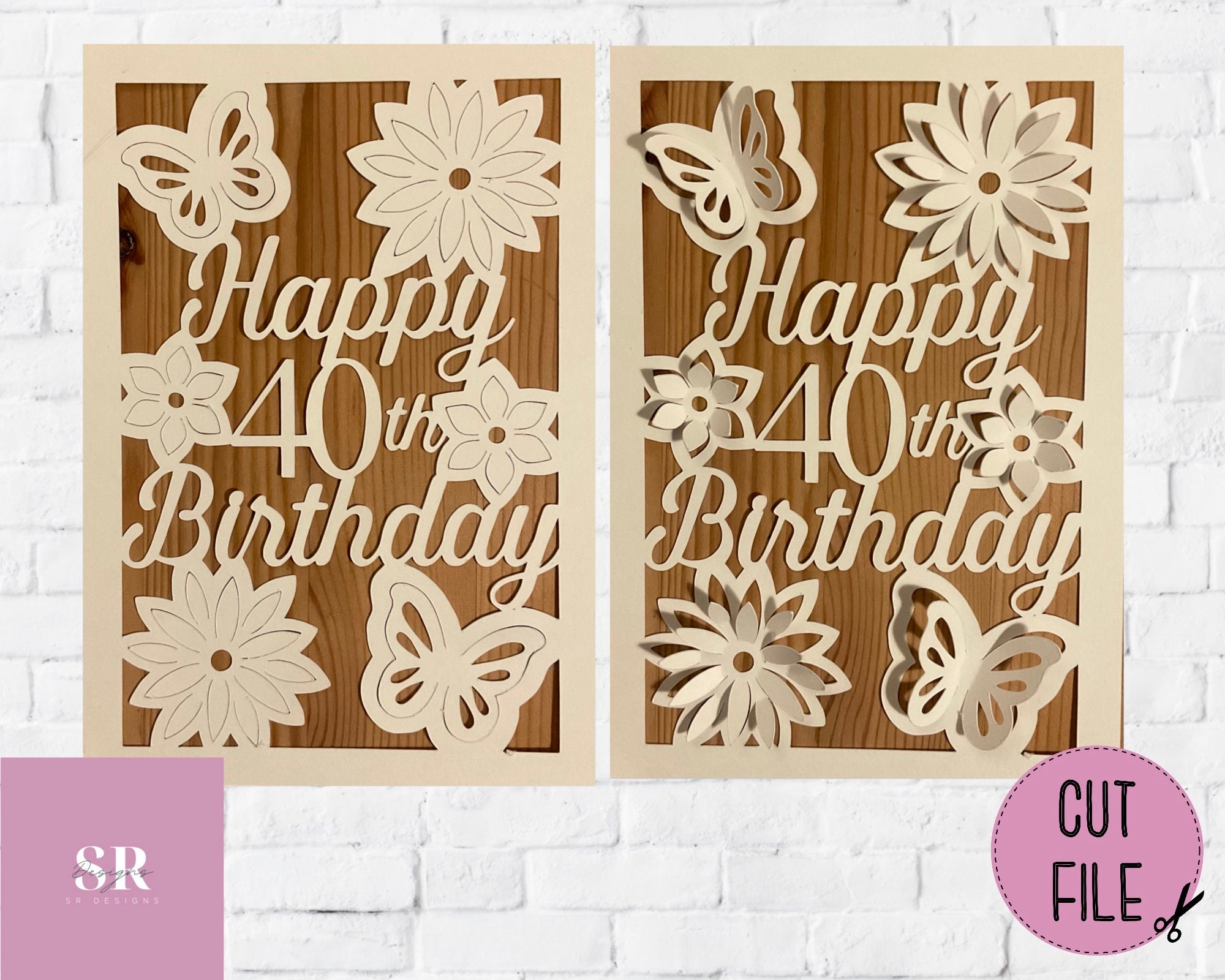 SVG: ‘pop Up’/ 3D Happy 40th Birthday Card. Birthday Card Svg. Pop up ...