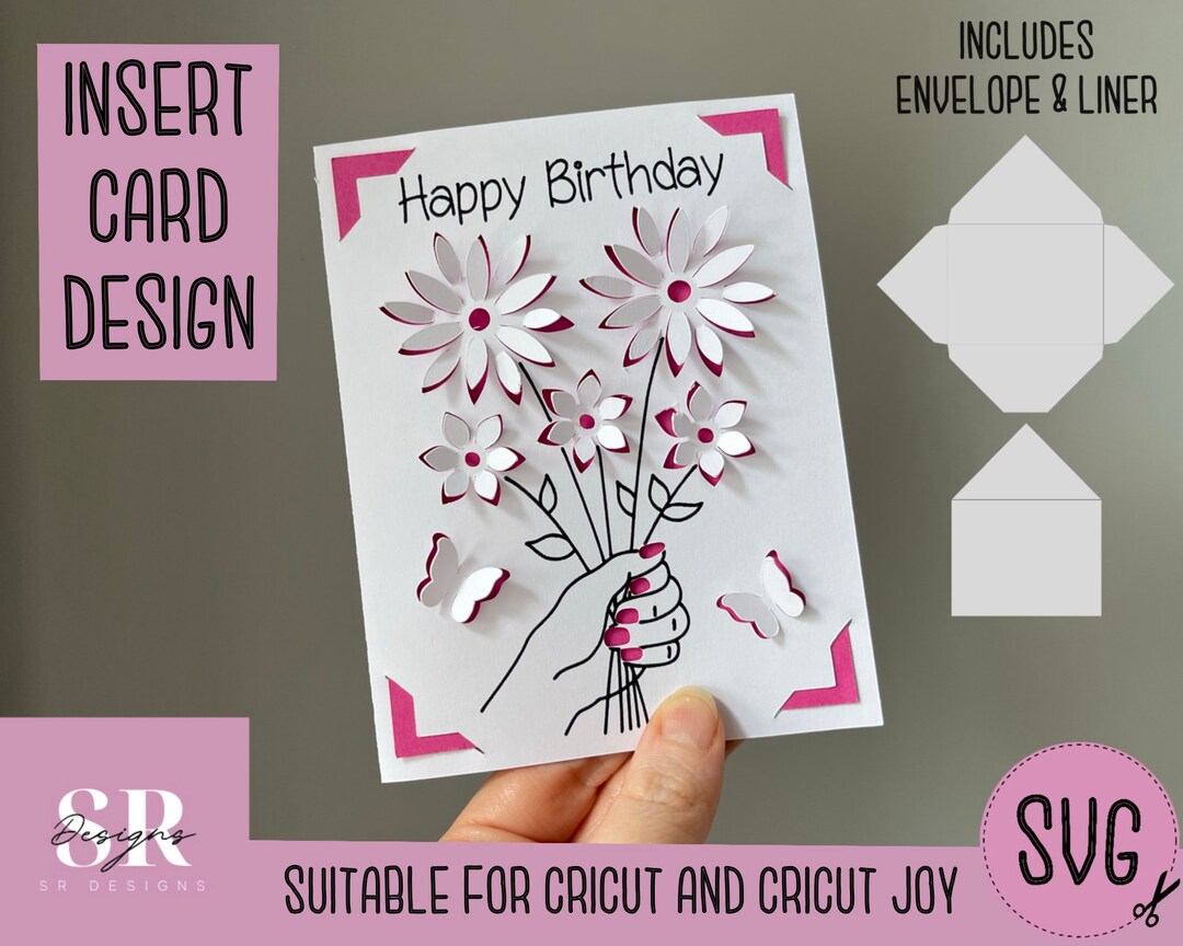 SVG: Birthday Insert Card. Cricut Friendly. Draw and Cut Card Design ...