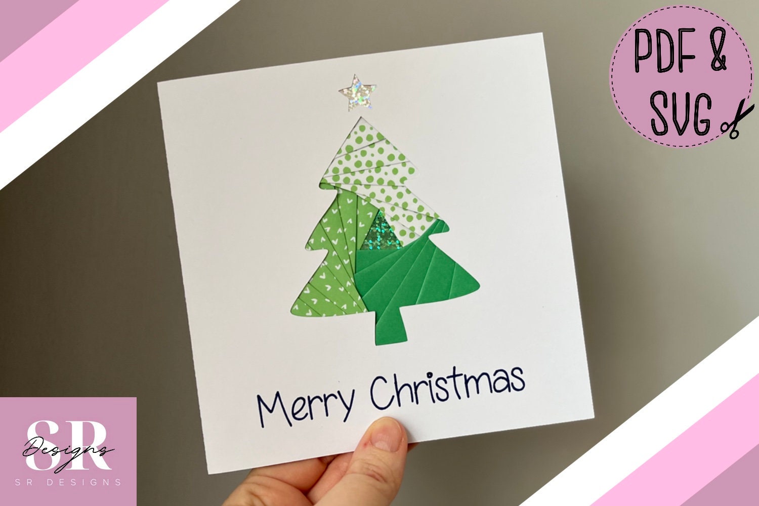 Christmas Tree Iris Folding Pattern Template Bundle PDF & SVG ...