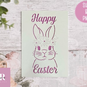 SVG: 3D/ pop up Easter card. Bunny card. Happy Easter. Pop up card. Pop up butterflies. flower card. Pop up svg. SVG/PNG. image 1