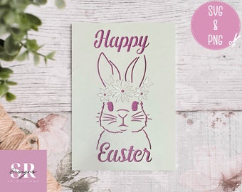 SVG: 3D/ ‘pop up’ Easter card. Bunny card. Happy Easter. Pop up card. Pop up butterflies. flower card. Pop up svg. SVG/PNG.