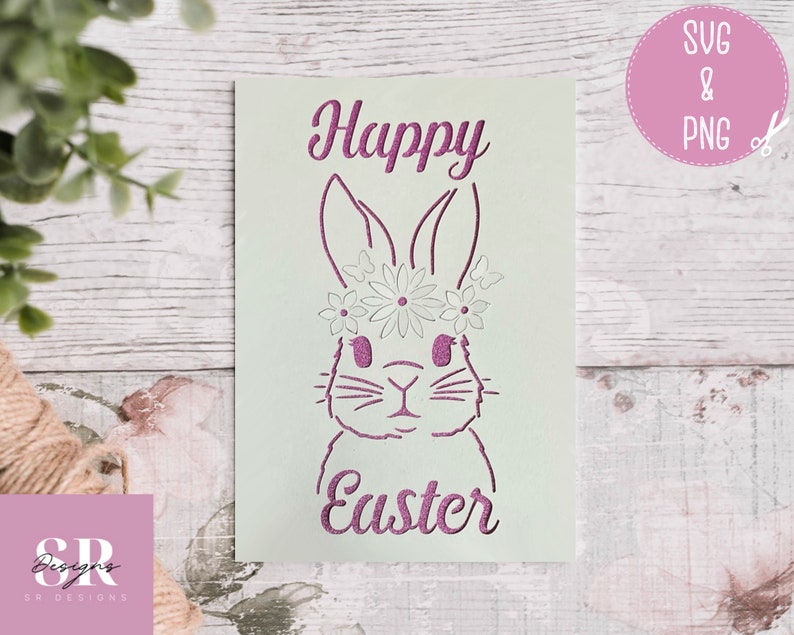 SVG: 3D/ pop up Easter card. Bunny card. Happy Easter. Pop up card. Pop up butterflies. flower card. Pop up svg. SVG/PNG. image 1