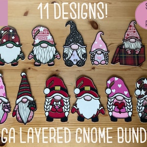 SVG: Layered Gnome bundle. 11 designs. 3D Gonk svg. Layered gnome family svg. Christmas Gonk svg. Layered Christmas gnome.
