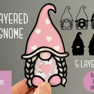 SVG: Layered Gnome cut file. 3D Gonk svg. Layered gnome svg. Christmas Gnome svg. Christmas Gonk svg. Layered Christmas gnome. SVG. PNG.