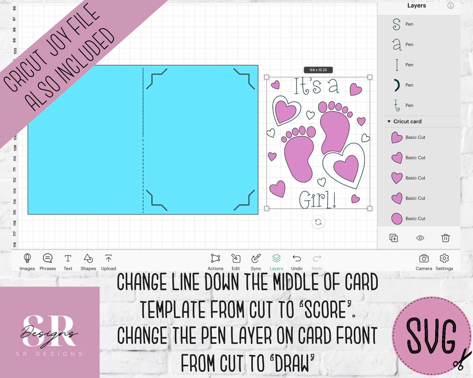 SVG: Its a Girl Insert Card. Cricut Joy Friendly. Draw and - Etsy