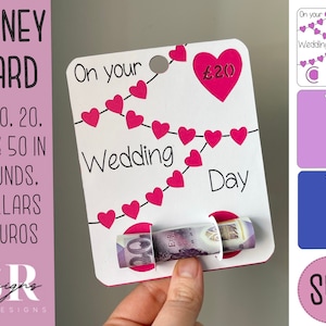 SVG: Biglietto di denaro per il giorno del matrimonio. Cricut Joy amichevole. Taglia e disegna la carta. Portavalute svg. Biglietto di nozze svg. Money card svg.