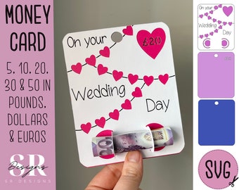 SVG: Wedding day money card. Cricut Joy friendly. Cut and draw card. Money holder svg. Wedding card svg. Money card svg.