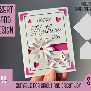SVG: 3D Moederdag insert kaart. Cricut Vreugde vriendelijk. Teken en knip kaartontwerp. Envelop sjabloon inbegrepen. Cricut Joy Moederdag kaart.