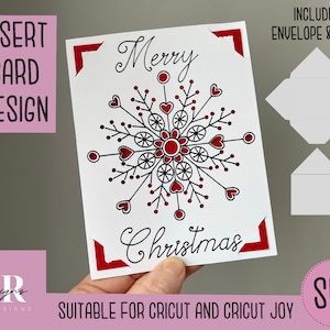 SVG: Kerstinzetkaart. Cricut Vreugde vriendelijk. Teken en knip kaartontwerp. Envelop sjabloon inbegrepen. Cricut Joy Kerstkaart SVG