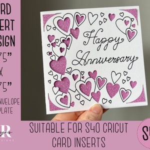 SVG : Carte d’insertion anniversaire. Carte d’insertion Cricut S40. Sur votre carte anniversaire svg. Carte de fiançailles carrée. modèle de carte et enveloppe.