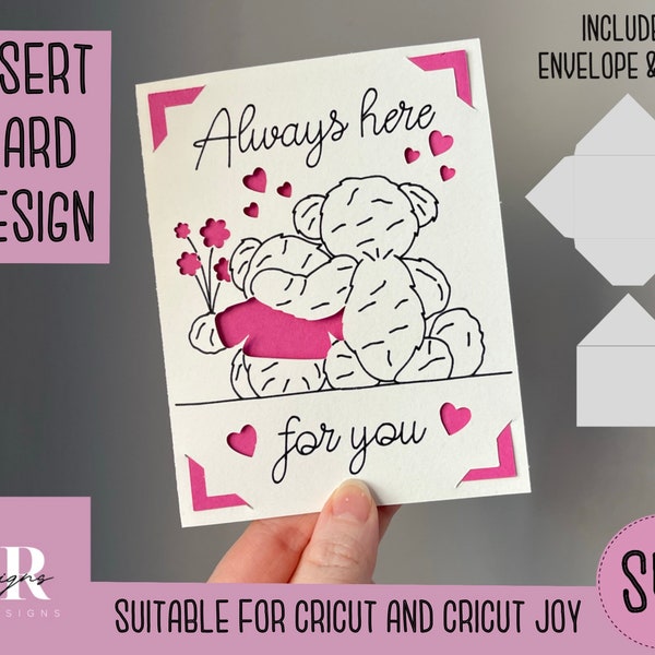 SVG: Sympathy insert card. Cricut Joy friendly. Draw and cut card design. Envelope template included. Cricut Joy sympathy card SVG