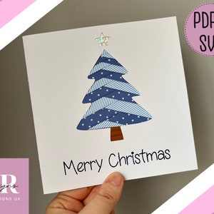 Plantilla de patrón plegable Iris de árbol de Navidad PDF y SVG. Tarjeta navideña de iris. Patrón de plegado de iris. diseño de tarjetas navideñas. PDF cortado a mano