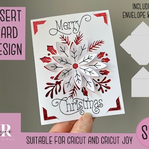 SVG: Kerst insteekkaart. Cricut Joy vriendelijk. Teken en knip kaartontwerp. Envelop sjabloon inbegrepen. Cricut Joy Kerstkaart SVG