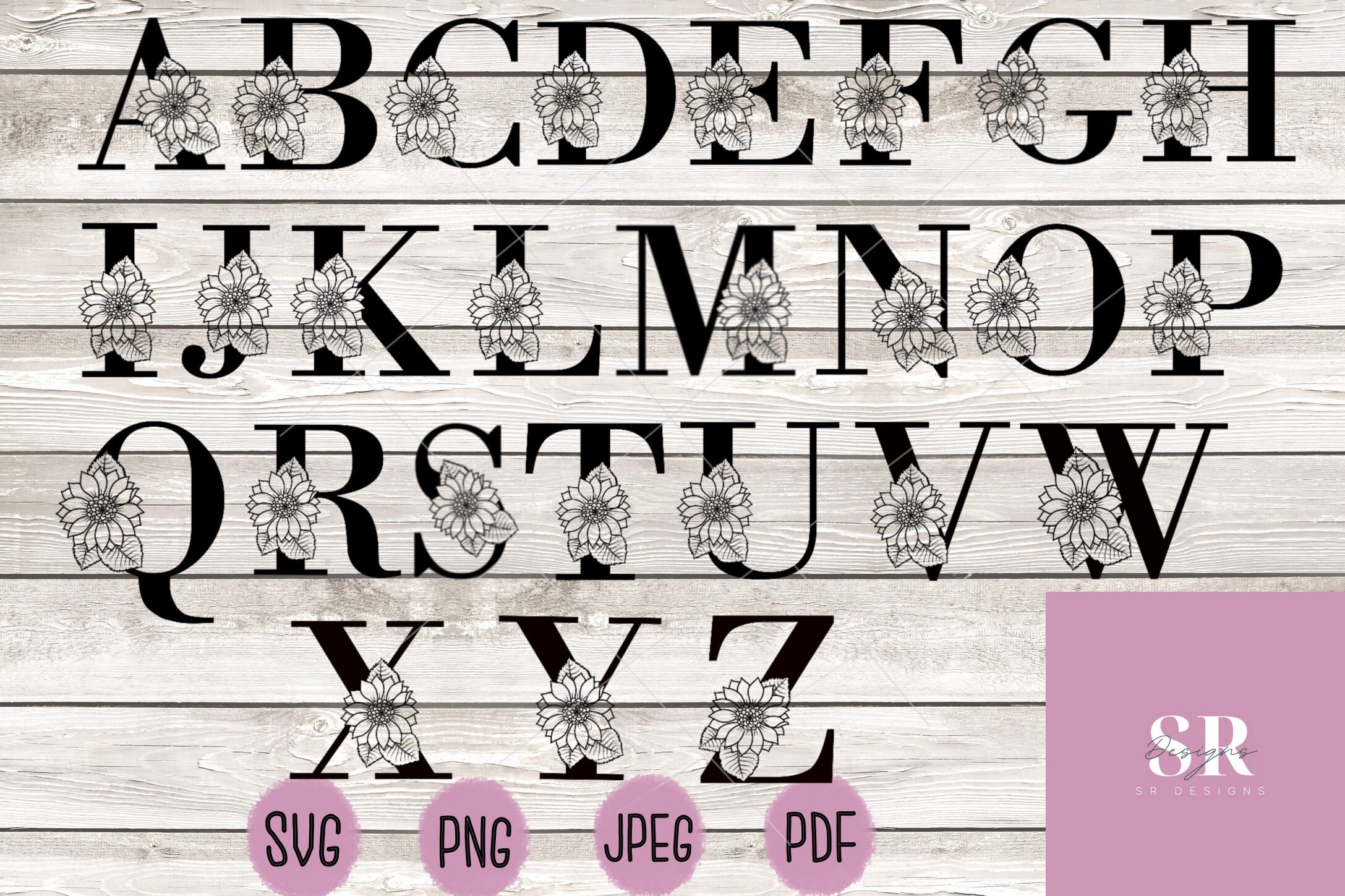 Floral Alphabet. Digital Download. Printing and Cutting Files ...