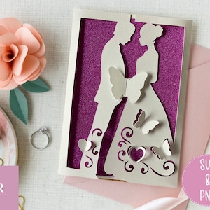 SVG: 'pop up'/ 3D Trouwkaart. Viering. Bruiloft svg. Verjaardagskaart svg. Pop-up bloemen. 3d bloemen. Pop-up SVG