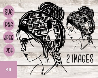 Digital: Girl loves books SVG. Book lover. Librarian. Book worm. Just a girl who loves books cut file. Books svg. PNG, jpeg, pdf.
