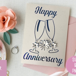 SVG: ‘pop up’/ 3D Anniversary svg. Celebration. Wedding svg. Congratulations. Champagne svg. Pop up flowers. 3d flowers. Pop up SVG