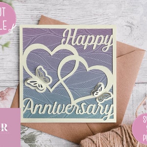 SVG: ‘pop up’/ 3D Happy anniversary card. Celebration. Wedding svg. Anniversary card svg. Pop up Butterflys. 3d butterfly. Pop up SVG