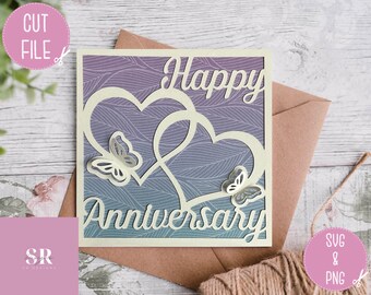 SVG: ‘pop up’/ 3D Happy anniversary card. Celebration. Wedding svg. Anniversary card svg. Pop up Butterflys. 3d butterfly. Pop up SVG