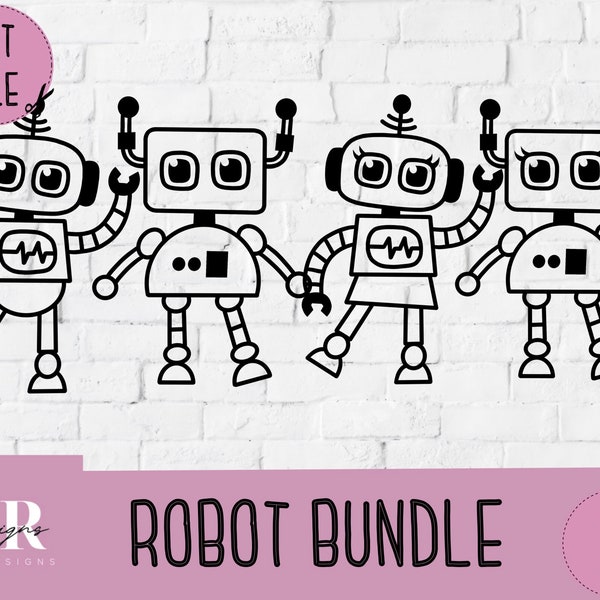 SVG: Robot bundle. Cute robot Svg. Cute robot cut files. Girl robot. Boy robot. Vinyl cutting.