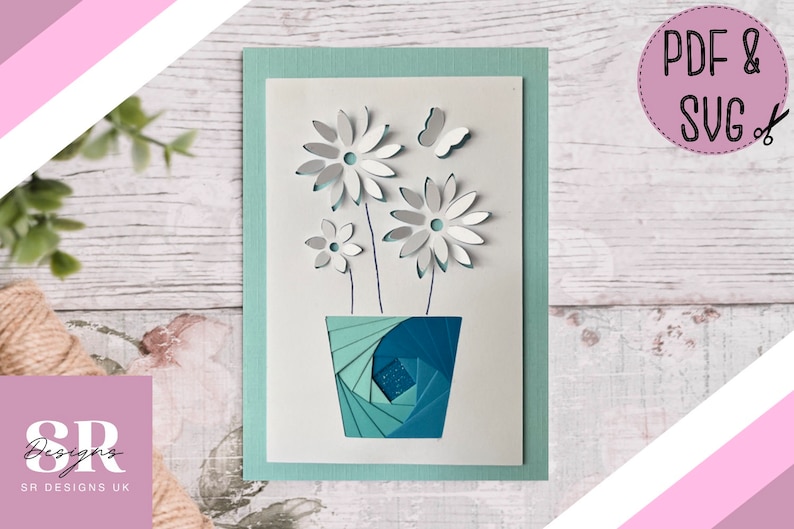 Flower Pot ‘popup’ Iris Folding Pattern Template PDF & SVG. Iris ...