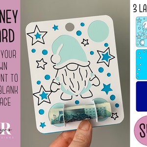 SVG: carta di denaro gnome di Natale. Cricut Joy amichevole. Possessore di denaro di Natale. Portavalute svg. Cartolina di Natale svg. Money card svg.